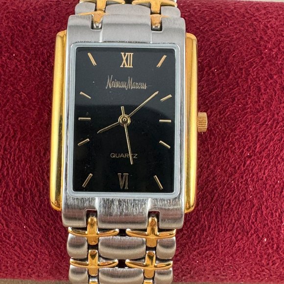 NEIMAN MARCUS Silver & Gold-Tone 8 Inch Art Deco Styled Tank Watch - Picture 5 of 9